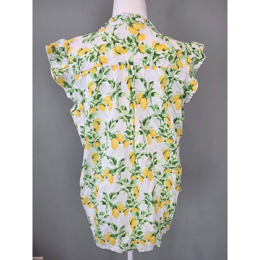LOFT Sleeveless Blouse LG Lemons Novelty Print Preppy Dopamine Casual Cute Work - Picture 5 of 7